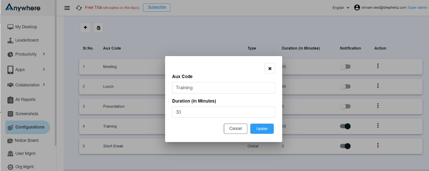 Configure Aux Time Step 14