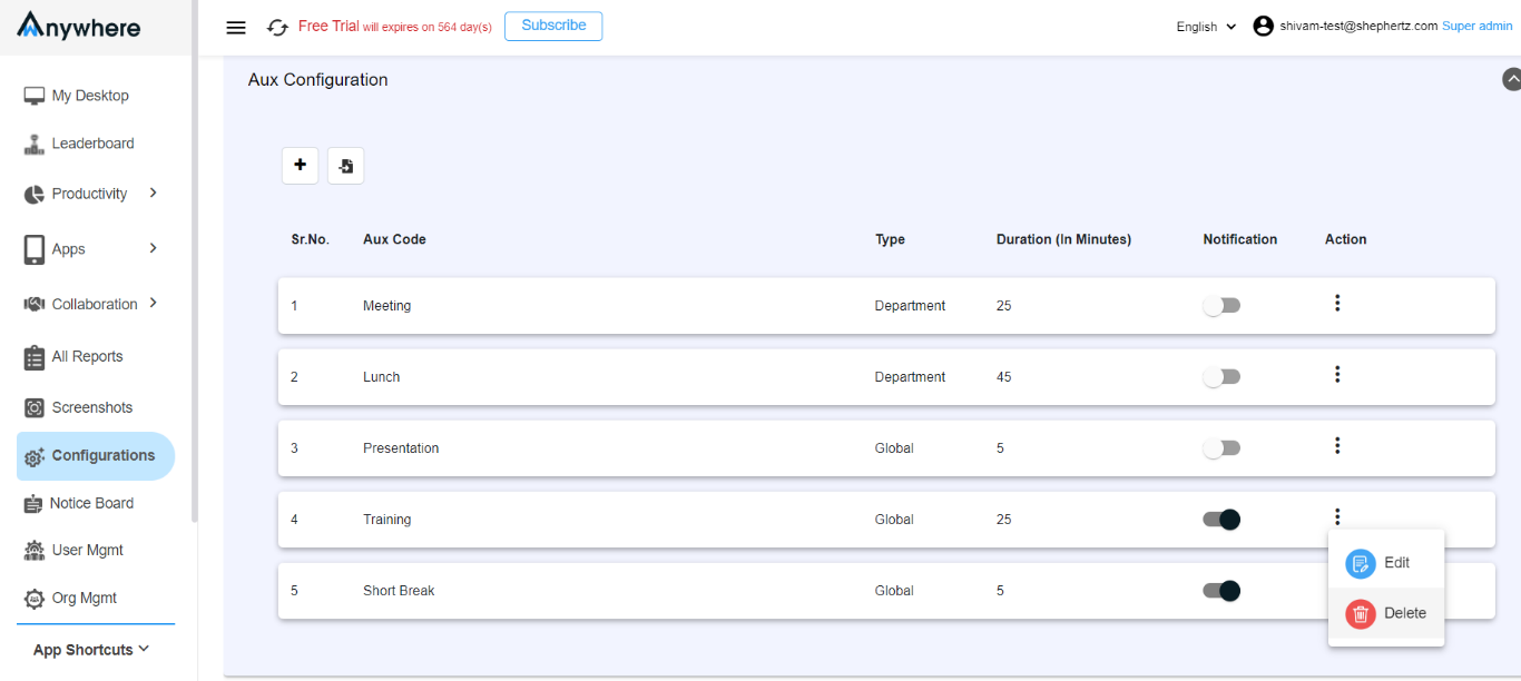 Configure Aux Time Step 16