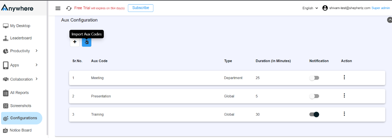 Configure Aux Time Step 8