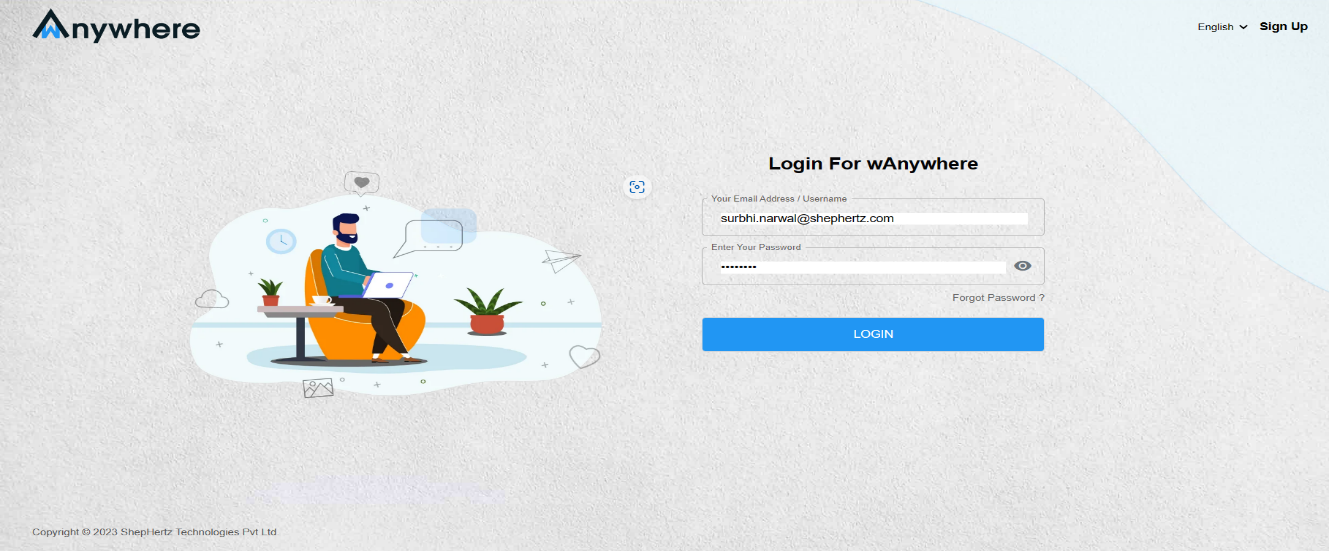 Login for wAnywhere