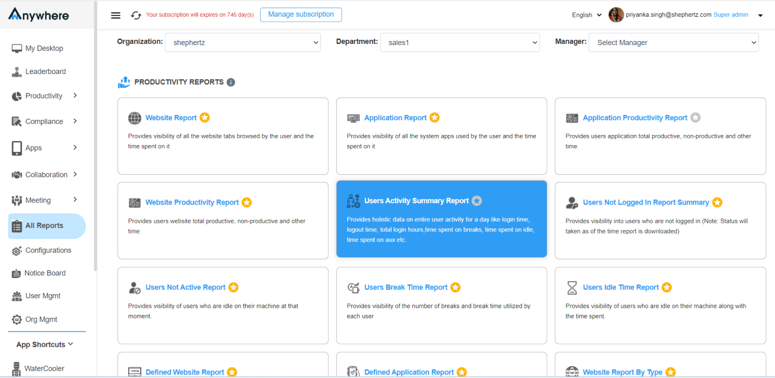 schedule reports with wAnywhere